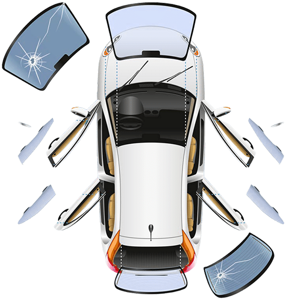 Graphic flyout of auto glass repair